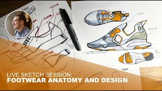 Live sketch session with a past Nike Jordan Converse designer Footwear Anatomy and Design [upl. by Ralfston]