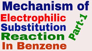 Mechanism of Electrophilic Substitution Reaction In Benzene  Part 1 [upl. by Anibla]