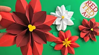 Paper Flower DIY  Easy Poinsettia Decor DIY  DIY Christmas Decor  3D Paper Room Decor [upl. by Seligmann155]