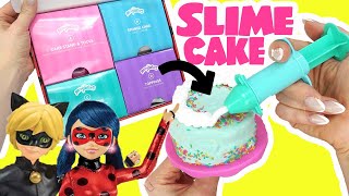 Miraculous Ladybug DIY Slime Cake Mixing for Cafe with Cat Noir Crafts for Kids [upl. by Yrffej]