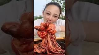 ASMR Comida Chinesa Polvo 🐙 shorts [upl. by Blockus]