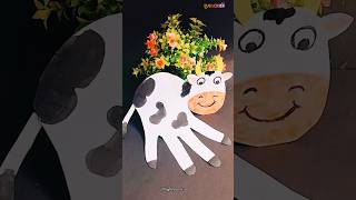 Diy Easy kids cow Craft🖐️🐄😨 shorts trending diy viralvideo funny craft kids youtubeshorts [upl. by Edualc]