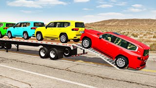 Flatbed Truck Mcqueen  Transportation with Truck  Pothole vs Car 195  BeamNGDrive [upl. by Nnairet]