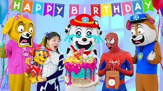 PAW Patrol amp Spider man In Real Life ► Marshall and Spiders Amazing friends Happy Birthday Party [upl. by Eifos630]