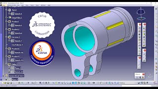 How to create a mechanical part using CATIA Part Design 137 Switching fork [upl. by Nnylg306]