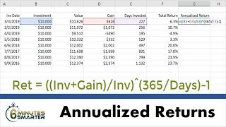 Calculate Annualized Returns for Investments in Excel [upl. by Juanne]