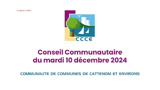 Conseil Communautaire de la CCCE 10 décembre 2024 [upl. by Llecram]