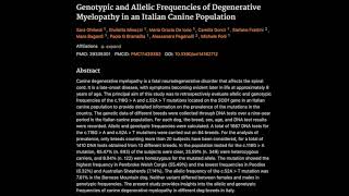 Genotypic and Allelic Frequencies of Degenerative Myelopathy in an Italian Canine Population [upl. by Duck656]