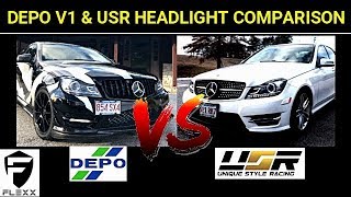 MERCEDES DEPO V1 VERSUS USR PROJECTOR HEADLIGHTS [upl. by Arait1]