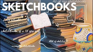 ✨SKETCHBOOK FLIP THROUGH✨ all of my sketchbooks  18 yrs old art student [upl. by Frieda]