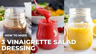 3 Homemade Vinaigrette Salad Dressing Recipes  Healthy Eating [upl. by Conlin732]