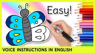 How to Draw a BUTTERFLY Super Easy for Kids [upl. by Daveda]