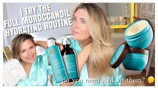 I TRY THE FULL MOROCCANOIL INTENSE HYDRATING ROUTINE  WORTH IT [upl. by Nerrag]