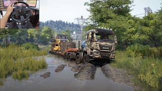 Man TGS 8X8 Heavy hauling in a forest  SnowRunner  Thrustmaster TX [upl. by Doroteya]