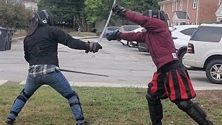 Back at it Again with the Backyard Swording  Longsword and Dual Saber vs Dual Arming Sword [upl. by Liscomb]