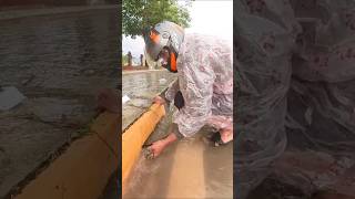 Cleaning Culvert Drain Rain Water On Road Street blockeddrain satisfying blockeddrains drainage [upl. by Valerlan527]