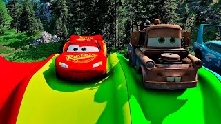 Flatbed Trailer Truck Rescue  Cars vs Rails  Speed Bumps  BeamNGDrive [upl. by Nagram102]