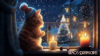 Waiting for Santa 🎅 Vintage Christmas Oldies playing in another room Crackling fire amp purring ASMR [upl. by Honeywell264]