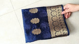 Beautiful patchwork blouse cutting amp stitching  Border saree blouse back neck design [upl. by Fougere]