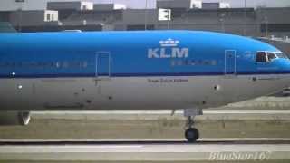 KLM Royal Dutch Airlines McDonnell Douglas MD11 PHKCB landing at LAXKLAX Los Angeles RWY 24R [upl. by Skees711]