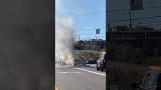 Car Fire 🔥 on the interstate exit automobile emergency firefighter [upl. by Gnaht]