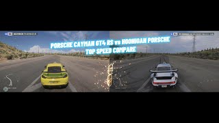 PORSCHE CAYMAN GT4 RS vs HOONIGAN PORSCHE 911 TURBO  top speed comparison  ForzaHorizon5 [upl. by Akenehs951]