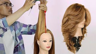 LAYERED HAIRCUT BUTTERFLY haircut tutorial CARA POTONG RAMBUT LAYER BUTTERFLY [upl. by Anaizit]