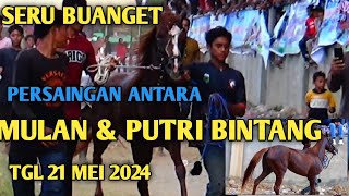 Pacuan kuda Dompu NTB  MULAN DAN PUTRI BINTANG PERSAINGAN SENGIT SAAT INI TGL 21 MEI 2024 [upl. by Cyprio]