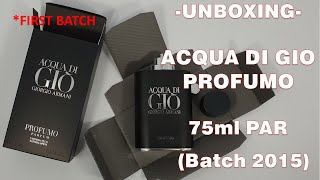 Unboxing  Acqua di Gio Profumo by Giorgio Armani 201501 batch [upl. by Pegg23]