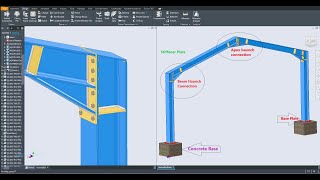 Autodesk inventor 2024 Beam Connection With Apex Haunch Stiffener And Base Plate [upl. by Yaner]