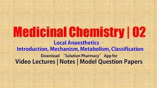 Medicinal Chemistry II 75 Local Anaesthetics Introduction Mechanism Metabolism Classification [upl. by Coray691]