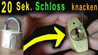 Schloss öffnen mit Büroklammer  Anleitung  Lockpicking [upl. by Arag]