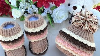 Вязаные сапожки и вязаные шапочки для детей Knitted and crochet Baby Hats and Booties [upl. by Nylirehc]