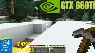 Minecraft bedrock edition on i7 4790 and GTX 660 Ti Fancy on and off on 1080p 2024 [upl. by Amil]