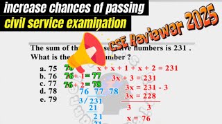 Civil Service Exam Reviewer 2025  Answer How to solve for the largest [upl. by Neelya548]