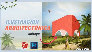 🔴🎨 RENDER COLLAGE ARQUITECTURA PHOTOSHOP 🎨 ILUSTRACIÓN DIGITAL ARQUITECTONICA FACIL👍 [upl. by Annaeg]