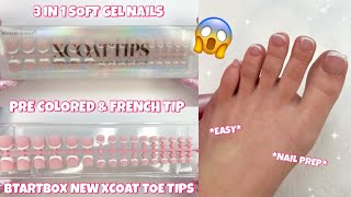 TRYING THE VIRAL BTARTBOX NAILS  NEW XCOATTIPS TOE NAIL FRENCH  PREMADE FRENCH TIP DESIGN [upl. by Enelyahs879]