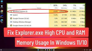 Fix Explorereexe High CPU and RAM Memory Usage Problem In Windows 1110 [upl. by Yecaj]