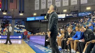 UB mens basketball coach George Halcovage III In his first game against Fairleigh Dickinson [upl. by Marino]