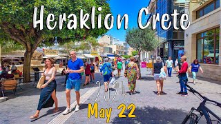 Heraklion Crete walking tour 4k free parking cheap shopping plaza Kreta Greece 2024 [upl. by Ygiaf911]