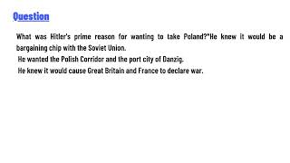 What was Hitlers prime reason for wanting to take Poland [upl. by Ynaittirb]