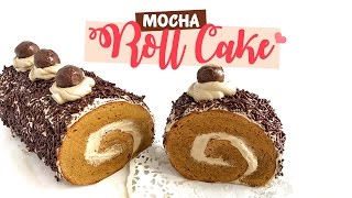 Mocha Roll Cake  Bolu Gulung Mocha lembut tanpa SP amp Baking Powder [upl. by Feldt839]