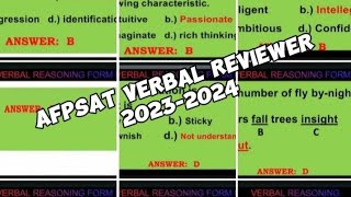 VERBAL REASONING WITH ANSWER 2023 AFPSAT EXAMINATION please follow and subscribe for more videos [upl. by Eissed]