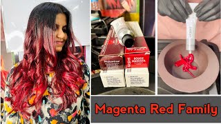 Magenta Red Hair Color Loreal कैसे करे  full colour tutorial in Hindi  step by step full practical [upl. by Euqirdor]