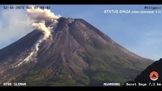 Pyroclastic flow at Merapi volcano Indonesia December 16 2023 [upl. by Rosalinda]