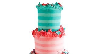 SUPER CUTE Striped buttercream CAKE tutorial Rosies Dessert Spot [upl. by Anasor]