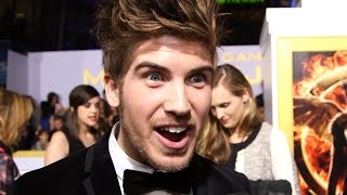 Joey Graceffa Talks ALMOST Being Finnick at Mockingjay Pt 1 Premiere [upl. by Noe285]