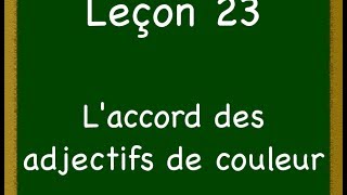 Leçon 23  Laccord des adjectifs de couleur [upl. by Sualkin924]