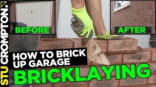 bricking up garage door into window  brickaying [upl. by Mungam]