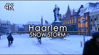 【4K】Haarlem Netherlands virtual Walk in Snow Storm  City Center 4k60 UHD [upl. by Cohette730]